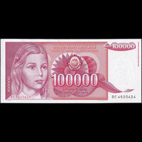 Jugoszlávia 100.000 Dinara 1989 P-97 UNC