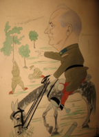 AKCIÓ! DR.CSÁNYI-VÉKES ANTAL HADNAGYRÓL KÉSZÜLT KARIKATÚRA 1936 KARIKATÚRA