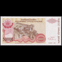 Krajinai Szerb Köztársaság 50000 Dinara 1993 P-R21 UNC