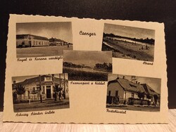 Csenger, Royal és Korona vendéglő, híd mozaik régi Weinstock képeslap (4125. sz.)