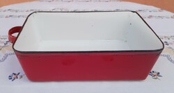 Vintage Red Enamel Small Baking Dish 19x13 cm
