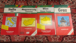 Freytag & berndt kiadó négy különböző európai térképe egyben/ könyv/ tèrkèp/90 es èvek/..