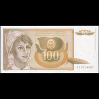 Jugoszlávia 100 Dinara 1990 P-105 UNC