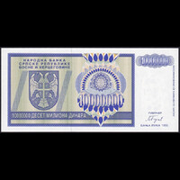 Bosznia Hercegovina 10 Miliona Dinara 1993 P-144 UNC