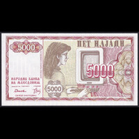 Észak-Macedónia 5000 Denari 1992 P-7 UNC