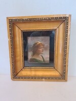 Celesztin Pállya (1864–1948), female portrait, Oil, wooden painting, signed, original period frame
