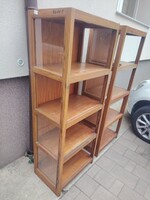 Art deco, mid century tömörfa vitrin, 2db, könyvesszekrény, polc