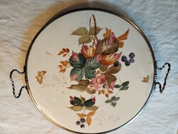 30 cm diameter ceramic tray with metal frame