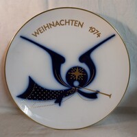 KPM Berlin limitált karácsonyi kobaltkék porcelán dísztányér (1974)