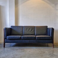 Mid century modern, vintage Danish leather sofa for 3 people
