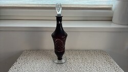 RETRO Red Cut Glass Decanter 34.5cm with Original Stopper - Medium Size (Karaffa)