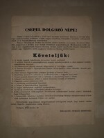 1956-os röplap: Csepel dolgozó népe! 1956 október 29 Ideiglenes Nemzeti Bizottság röplapja