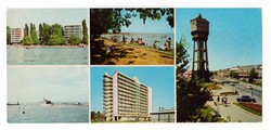 SIÓFOK - MOZAIK - NAGY alakú képeslap,1976., kis törés a sarkán, hajó, víztorony, strand