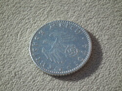 Németország, horogkeresztes birodalmi 50 Pfennig (Reichspfennig), 1944 G, RITKA