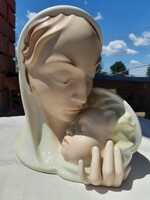 PIRKENHAMMER hand-painted porcelain Art Deco style Virgin Mary with Child, Madonna with Child