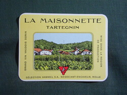 Bor címke,Svájc,Hammel S.A borászat,La Maisonnette Tartegnin bor,0.7 l.  1980-