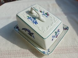 Antik porceláfajansz sajttartó/vajtartó