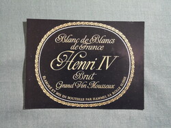 Bor címke,Svájc,Hammel S.A borászat,Henri IV Blanc de Blancs Brut Grand Vin Mousseux ,0.7 l.  1980-