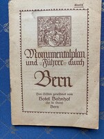 1910-1914 körüli évek. Városi térkép és útmutató. Monumentalplan und Führer duch Bern Hotel Bahnhof
