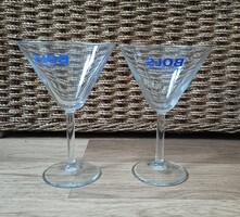 Eredeti vintage kék logós Bols martinis/pezsgős pohár szett 2 db
