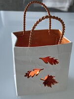 Mécsestartó biskvit porcelánból, Partylite márka “ Őszi hangulat” mécsestartója