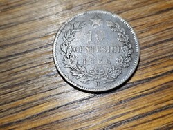 1866-os 10 Centesimi Olaszország H vj F+