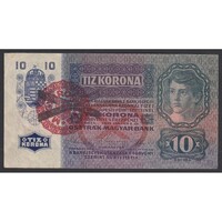 Magyarország,10 kronen/korona 1920 - ÉRVÉNYTELENÍTETT MAGYARORSZÁG FELÜLBÉLYEGZÉS aUNC+