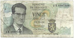 20 frank francs 1964 Marcel d'Haeze Belgium 1.