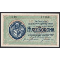 Magyarország,20 korona 1919 - Szeged városi pénztárjegy aUNC+