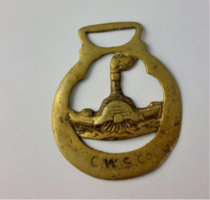 Lo szerszam, mozdony, vonat, szij disz, disztargy, angol medal, bronz