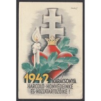 Magyarország,Légrády Sándor - Karácsonyi propaganda képeslap 1942 - Leventeifjúság