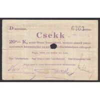 Hungary, 20 Korona 1919 - Pápai Savings Bank F