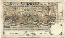 100 frank francs 1919.04.04. Belgium Ritka