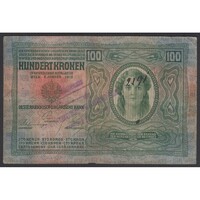 Szerbia,100 kronen/korona 1919 - SZERB KATONAI BÉLYEGZÉS F