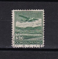 1930 Csehszlovákia 50Kc Repülők Tájak Felett Pecsételt Bélyeg