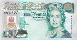 5 font pound pounds 2000 Gibraltár millenniumi emlékbankjegy Erzsébet királynő aUNC