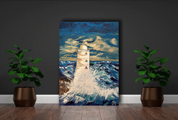 JMModernAbstract: LIGHTHOUSE 50X70 cm Modern Contemporary Painting