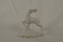 Aranyozott Royal Dux cseh porcelán szarvas / őz szobor-A374