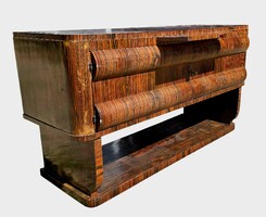 Art-deco Elegant Zebrawood Veneer Serving Sideboard