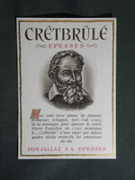 Bor címke,Svájc,Fonjallaz s.a. Epesses,Crêtbrûlé bor,0.7 l.  1980-