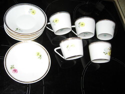 Retro hollóházi porcelán 5 csésze és 7 db alátét csomag