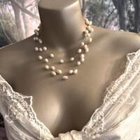 Unique Cultured Pearl Beaded Necklace (White Cultured Pearl) - 3-Strand Light and Airy Pearl Strand