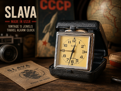 Vintage Soviet Slava 5671 11 Jewels Mechanical Travel Alarm Clock – Working
