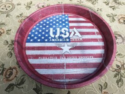 RETRÓ AMERIKAI ZÁSZLÓ MINTÁS TÁLCA
