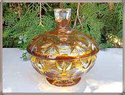 Nachtmann, Bamberg, Honey-Topaz Colored Lead Crystal Candy Dish