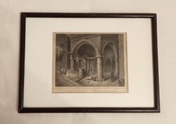 Budapest acélmetszet 1860 Rudas fürdő ! ROHBOCK !