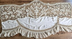 1908 SZECESSZIÓS 207 CM VERCSIPKE FÜGGÖNY BETÉT TERÍTŐ VERT CSIPKE ÉRTÉKES MAGYAR MUZEÁLIS KÉZIMUNKA