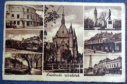 Szolnok / mozaiklap, régi városháza, állomés stb    -  régi képeslap  háború után postázva