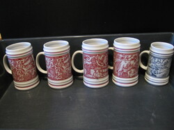 Retro Hollóházi Porcelain Zodiac, Horoscope Mugs by Piece