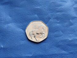 GIBRALTÁR 50 PENCE / FIRTY PENCE 2026 LÓ ÉVE! III.KÁROLY! UNC! HÉTSZÖGŰ! RITKA!